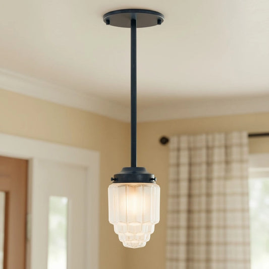 Nadean Vintage Skyscraper Ribbed Glass Colorful Metal Chandelier