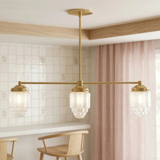 Willem Modern 3-Light Glass Prismatic Shade Chandelier