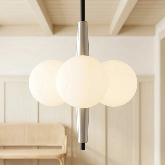 Renata Modern 3-Light Glass Globe Metal Chandelier