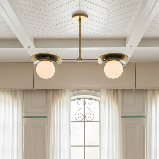 Roxane Modern Two-Light Brass Globe Chandelier
