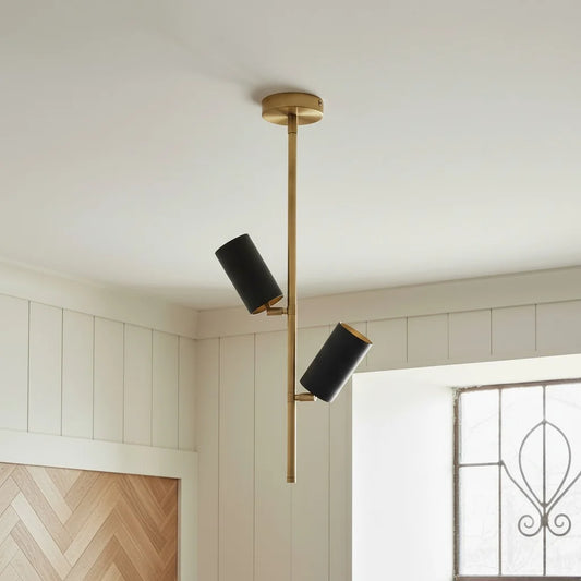 Sylvan Mid-Century Modern Metal Tubular Chandelier