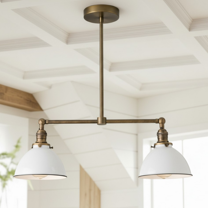 Kyla Industrial Two-Light Metal Dome Chandelier