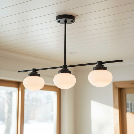 Taelyn Modern Horizontal Bar Rounded Shade Matte Chandelier
