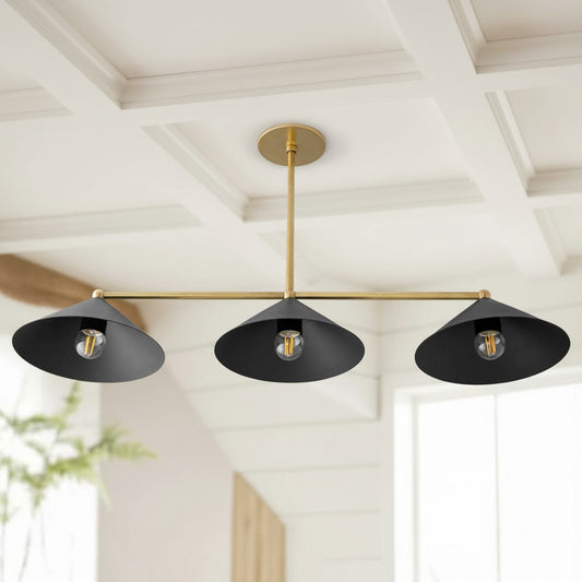 Catherine Modern Triple Cone Linear Brass Chandelier