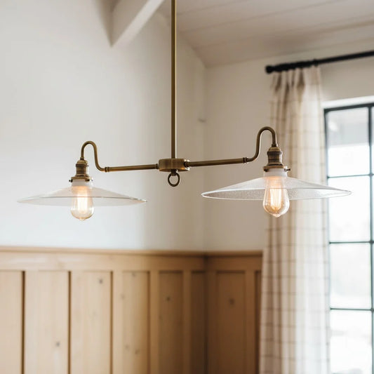 Alan Vintage Industrial Gooseneck Arm Two Head Brass Chandelier