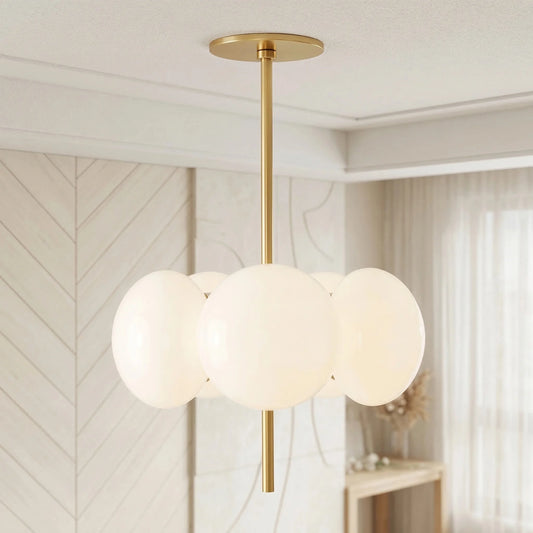 Mirabel Modern Brass Glass Cluster Globe Chandelier