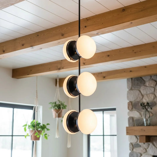 Balfour Modern Vertical Stacked Glass Metal Chandelier