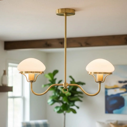 Elias Classic Glass Metal Dome Shade Chandelier
