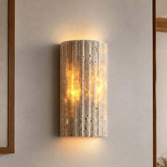 Chandimal Modern Fluted Travertine Wall Sconce