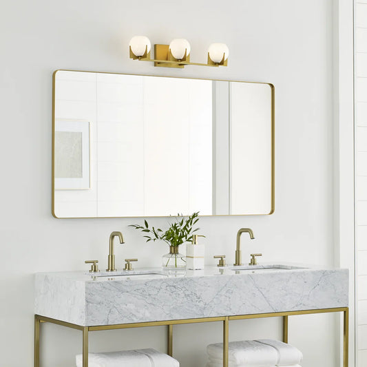 Chase Mid-Century Modern Brass LED Milk Glass Vanity Light