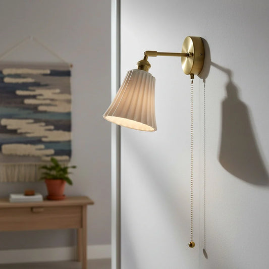 Chasel Modern Pull Cord Ceramic Wall Lamp