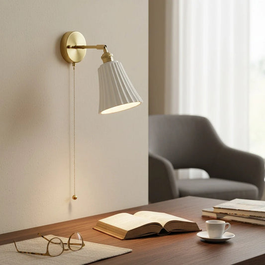 Chasel Modern Pull Cord Ceramic Wall Lamp