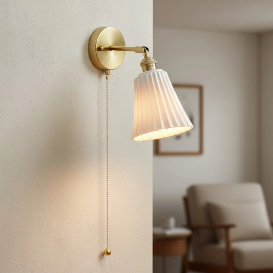 Chasel Modern Pull Cord Ceramic Wall Lamp