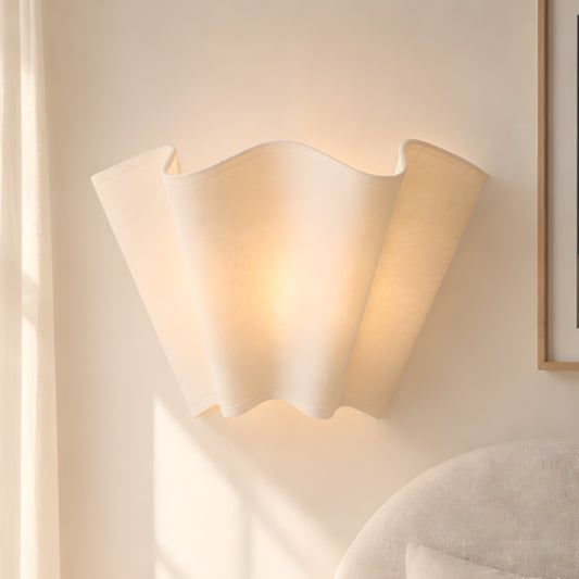 Cherie Farmhouse Ivory Linen Scalloped Sconce