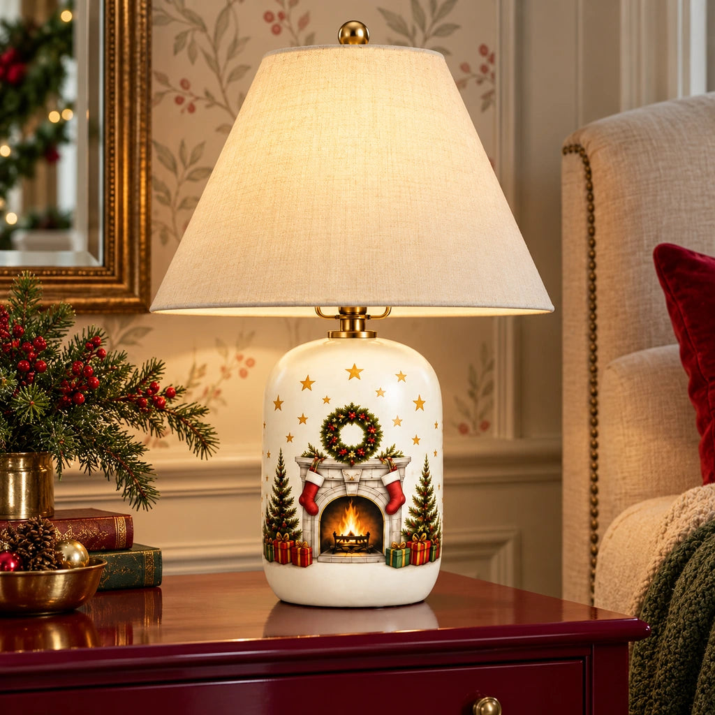 Christmas Fireplace finish table lamp