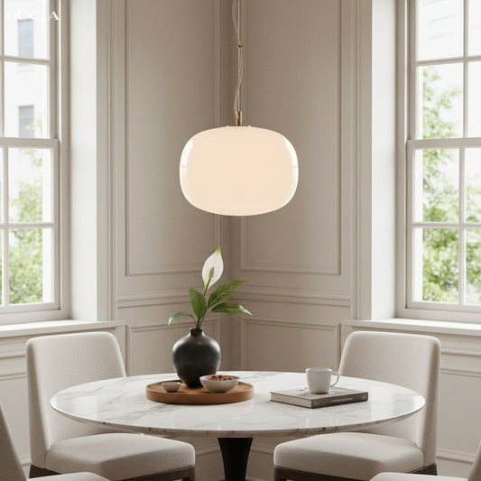 Chronus Minimalist Rounded Rectangle Milk Glass Pendant Light