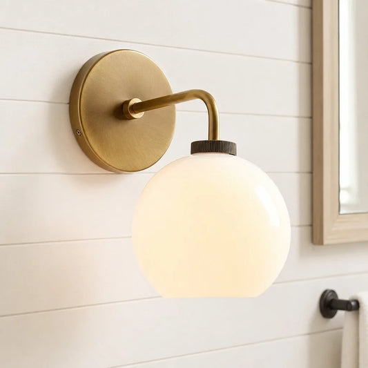 Ciara Modern Milk Glass Globe Wall Sconce