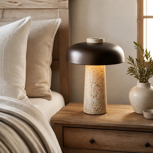 Ciel Wabi-sabi Travertine Mushroom Table Lamp
