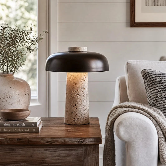 Ciel Wabi-sabi Travertine Mushroom Table Lamp