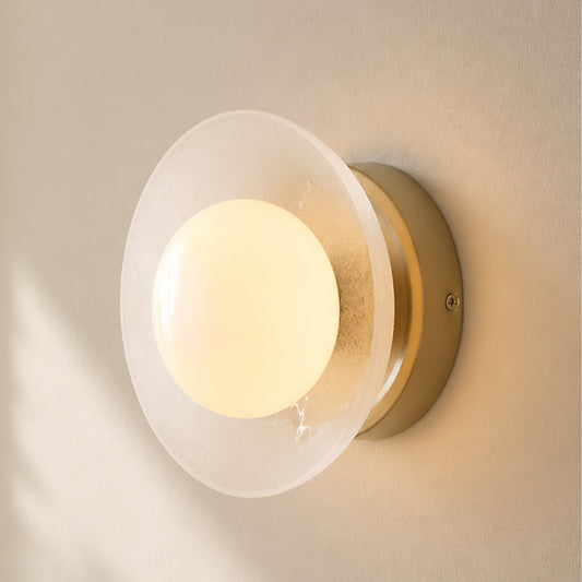 Cindy Contemporary Round Sand Blasted Glass Wall Sconce
