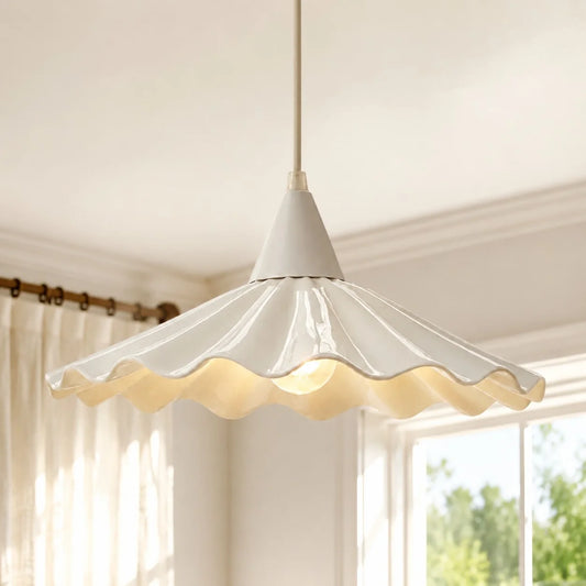 Claire Modern Ceramic Ruffles Pendant Light
