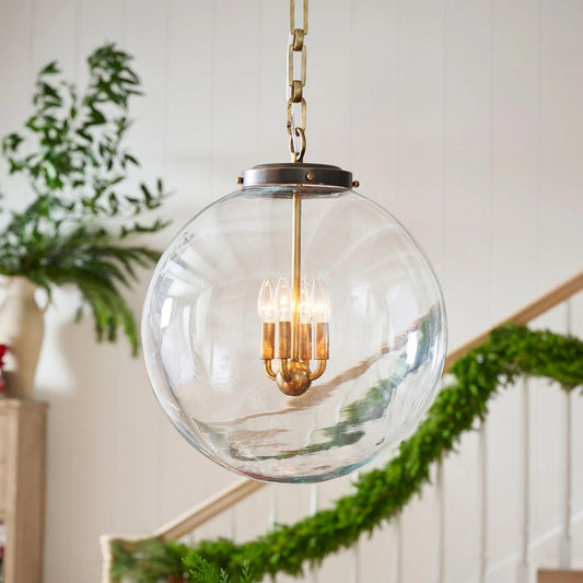 Juna Industrial Clear Glass Globe Pendant Light