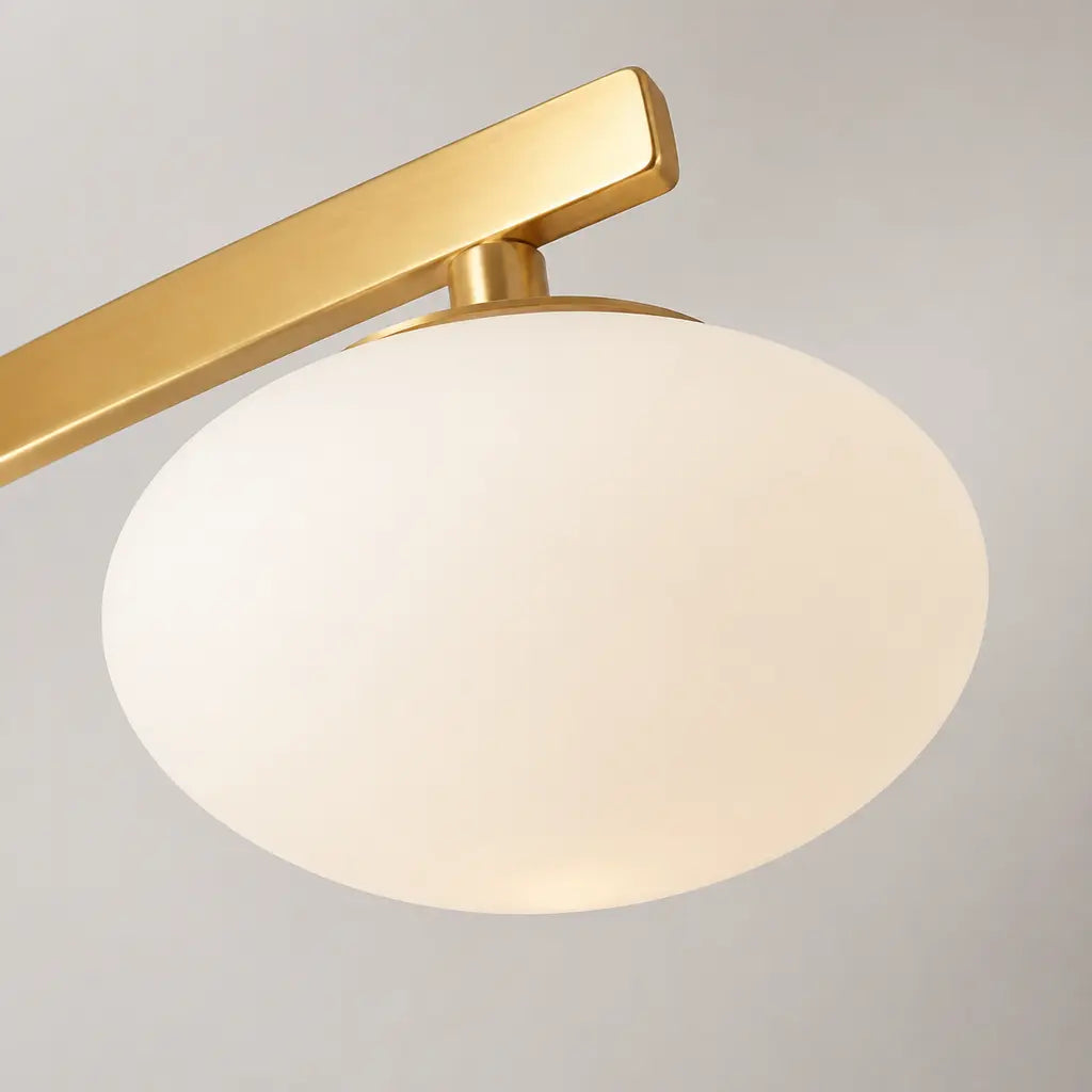 Clees mid-century white glass flush mount ceiling light, construction detail