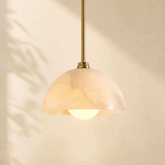 Clover Farmhouse Alabaster Dome Pendant Light