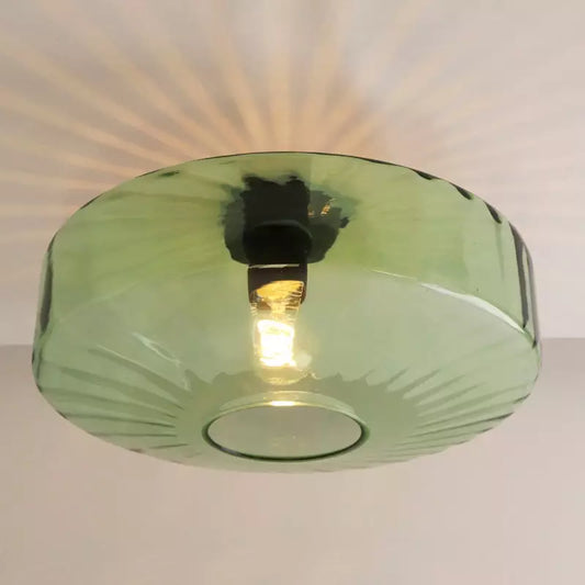 Cocytus Mid-Century Modern Drum Water Ripple Glass Ceiling Light