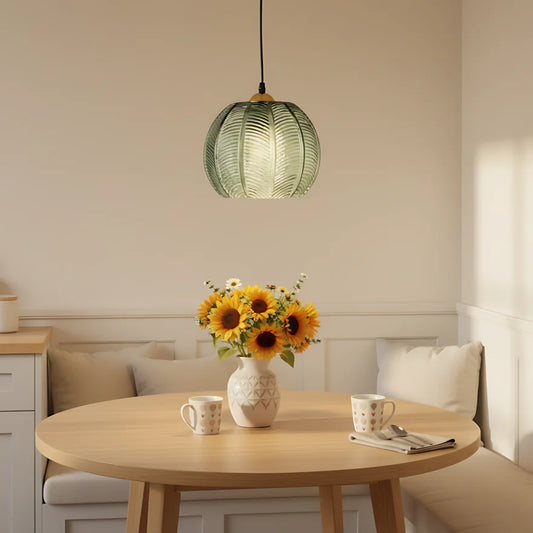 Cole Modern Ribbed Glass Ball Pendant Light