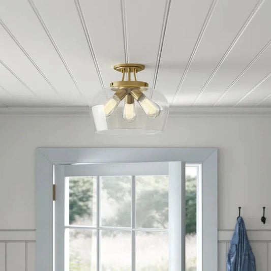 Tyrus Modern Farmhouse 3-Light Clear Glass Ceiling Light