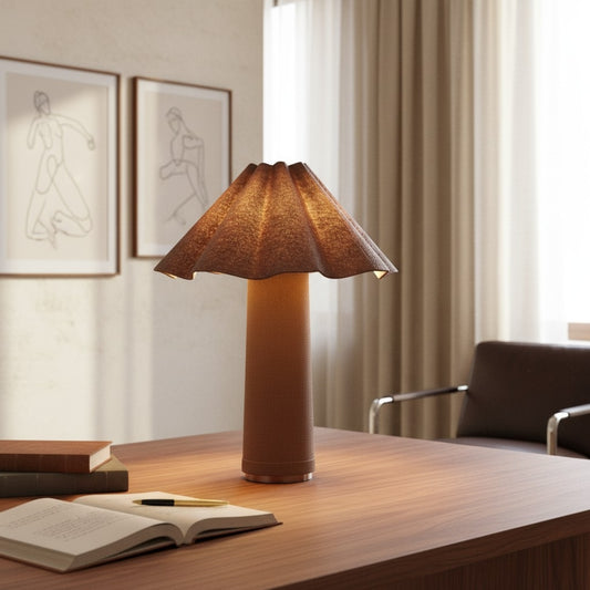 Contemporary Wave Brown Fabric Table Light