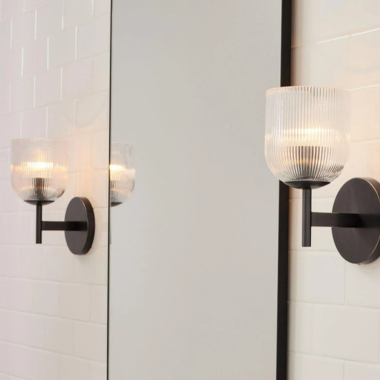 Vireo Farmhouse Cooper Ribbed Glass Wall Sconce