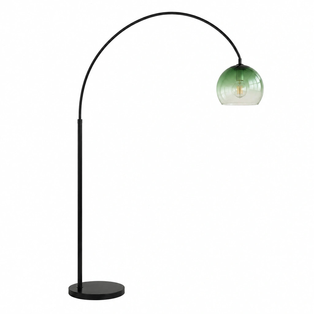 Corbin Modern Arched Green Glass Floor Lamp, white white