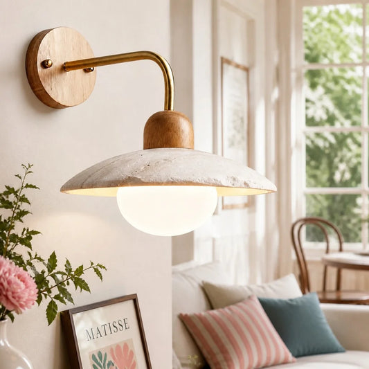 Corisande Modern Disc Travertine Cave Wall Lamp