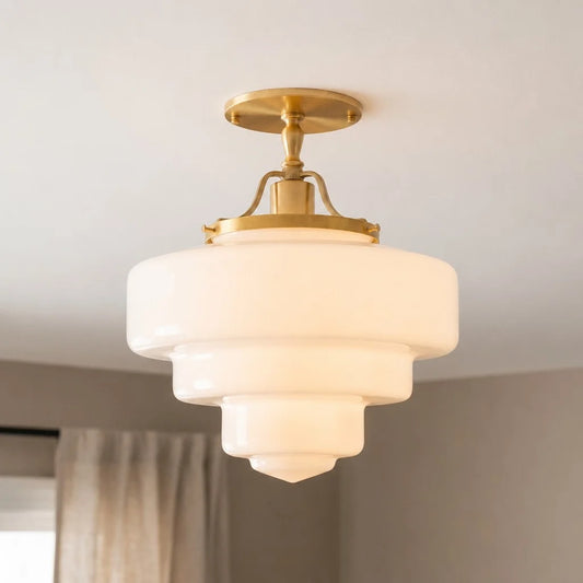 Corv Retro Art Deco Metal Tiered Ceiling Light