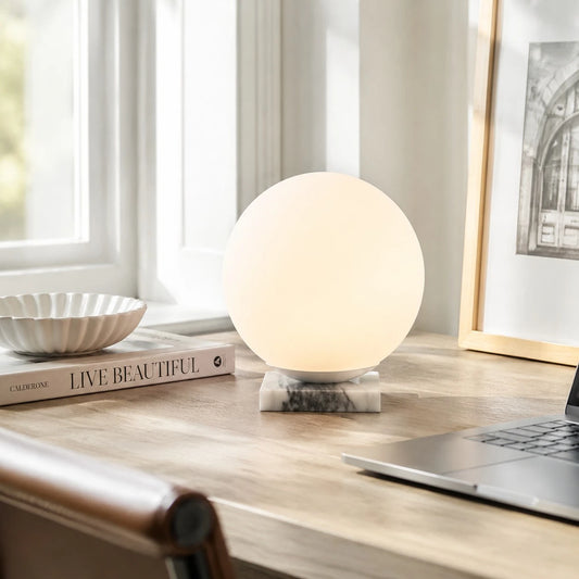 Corvin Minimalist Globe Glass Marble Table Light