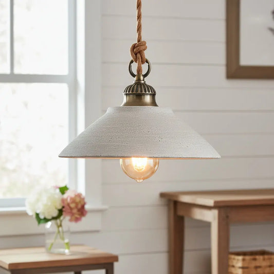 Country Floral Wavy Bowl Ceramic Pendant Light