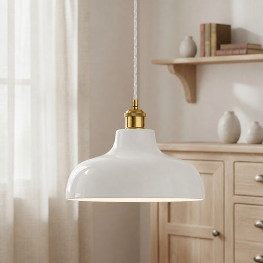 Country Pussywillow White Ceramic Pendant Light