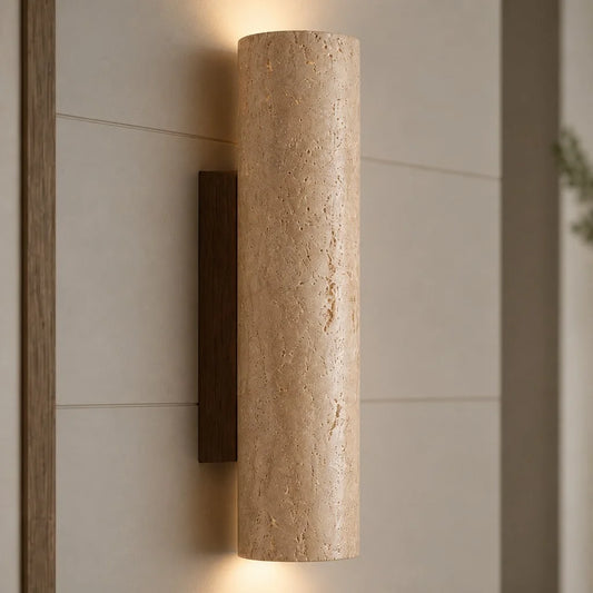 Cove Wabi Sabi Tall Column Travertine Wall Light