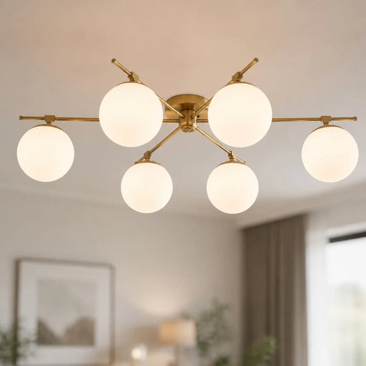 Covey Modern Mid‑Century Milk Glass Globe Pendant Light