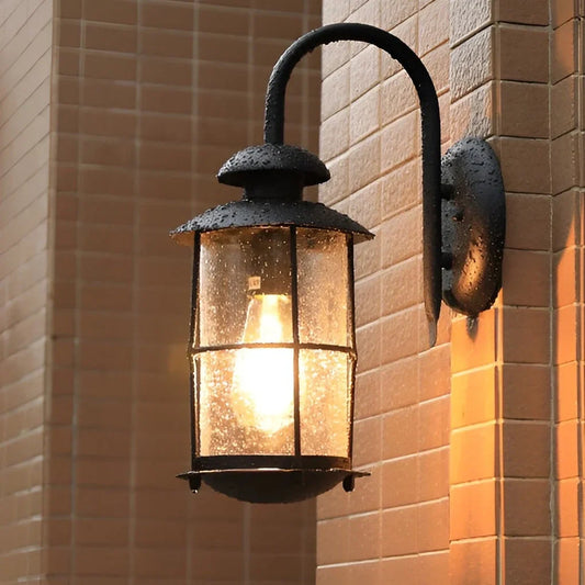 Craig Modern Industrial Glass Lantern Wall Light