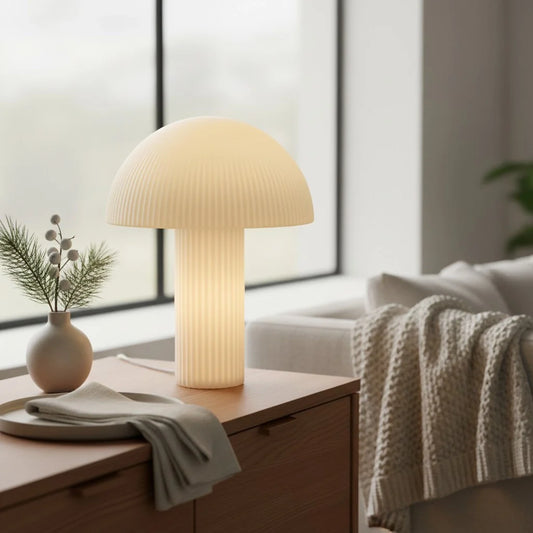 Curvona Opaline Glass Mushroom Table Lamp