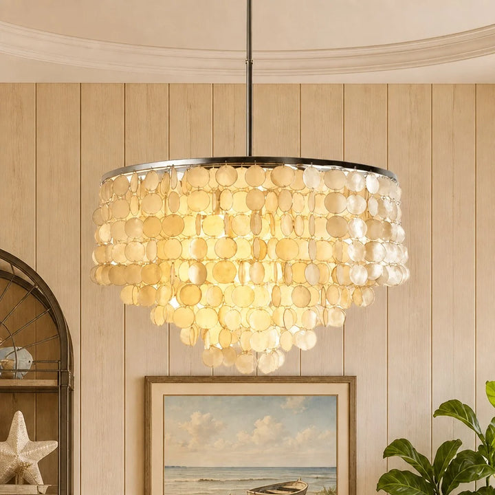 Cynara Modern Layered Capiz Shell Chandelier