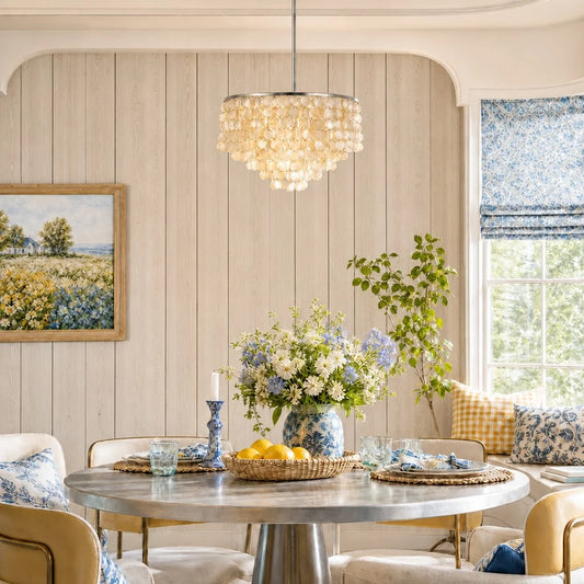 Cynara Modern Layered Capiz Shell Chandelier