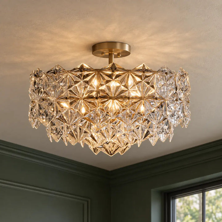 Cyran Modern Luxury Brass Crystal Snowflake Chandelier