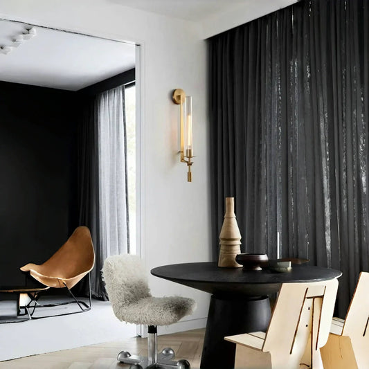 Daelen Industrial LED Column Ribbed Glass Wall Lamp