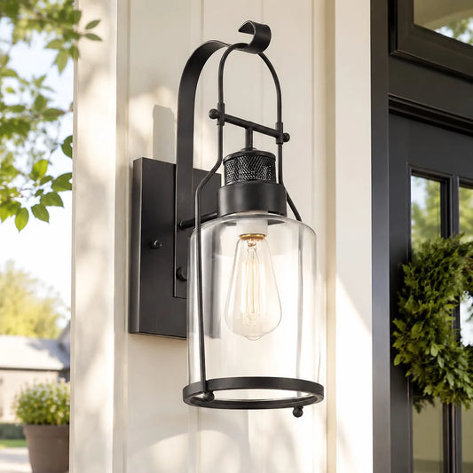 Dakota Industrial Metal Glass Jar Wall Sconce