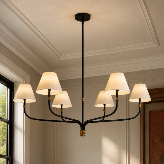 Darren Modern 6-Light Arc Arm Linen Shade Chandelier