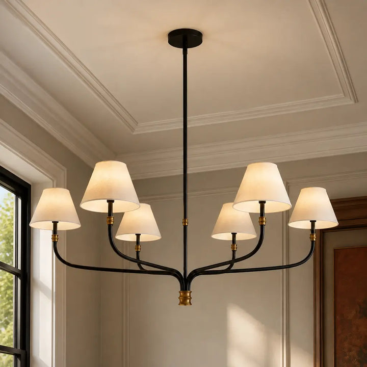 Darren Modern 6-Light Arc Arm Linen Shade Chandelier